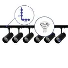 Set completo 1-Fase Rail L 1 x 2 Metro Nero | incl. 6x Faretti + GU10 2700K 3W Dimmerabile + Tappo Di Chiusura, Connettore di Alimentazione e L -Connettore